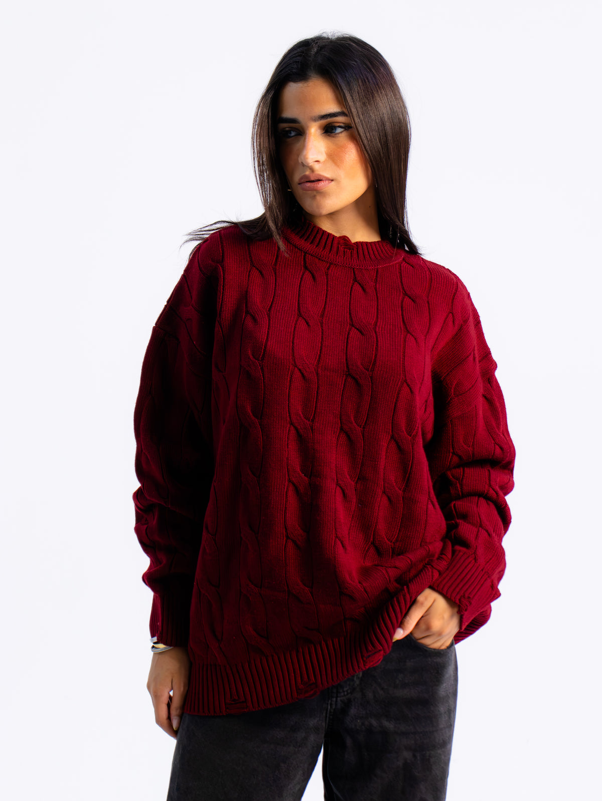 Ripped Cable Knit Sweater | Coming Soon