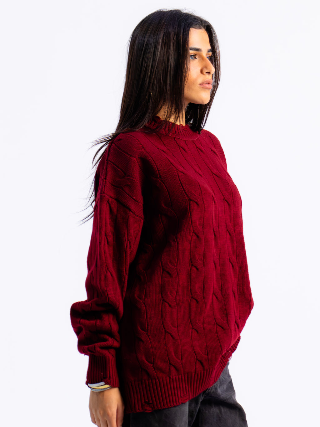Ripped Cable Knit Sweater | Coming Soon